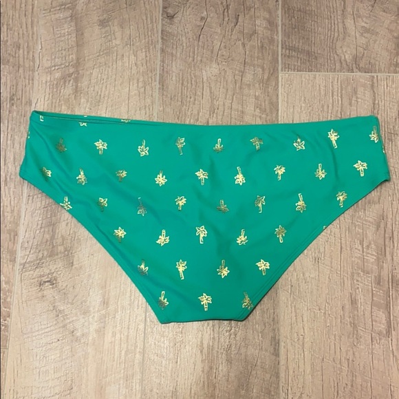 Aerie Green & Gold Palm Tree Swim Hipster Bottoms - Picture 2 of 7